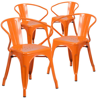 Joubert Commercial Grade Metal Indoor-Outdoor Chair with Arms