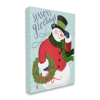 «Season's Greetings Expression Festive Winter Holiday Snowman», art mural surdimensionné surdimensionné par Arrolynn Weiderhold