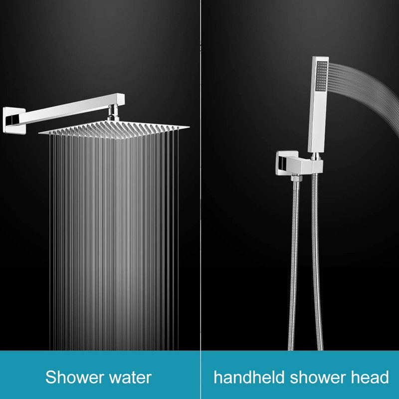 Robinet de douche à pression équilibrée à 2 fonctions avec valve brute, Chrome poli