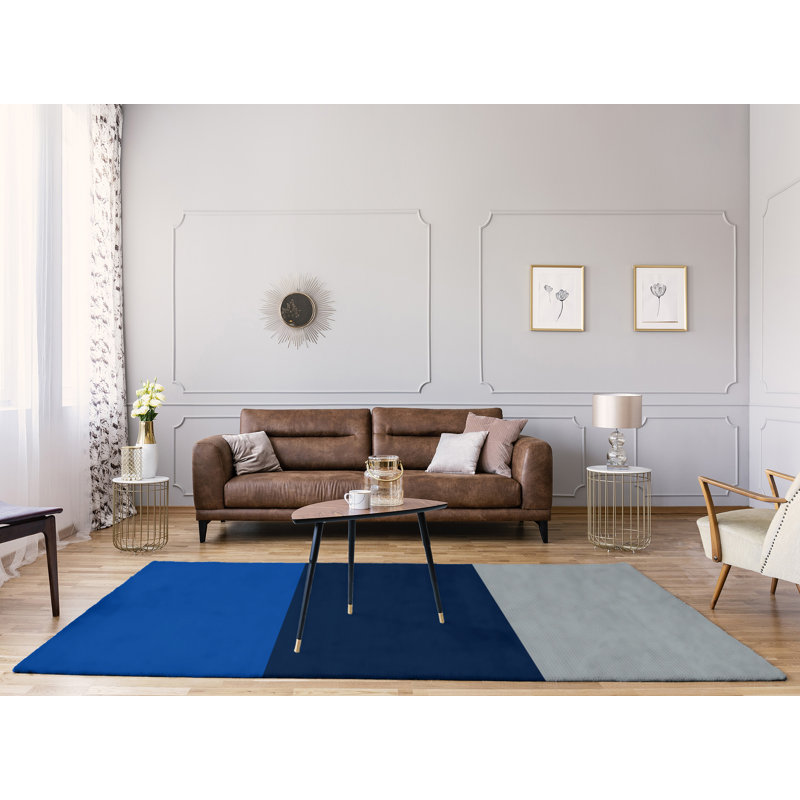 Tapis bleu royal rayures royal national hockey, Rectangle 8 pi x 10 pi