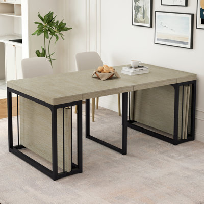 Table de salle à manger extensible moderne de 23,62 po à 118 po, pouvant accueillir 2 à 10 personnes, table de salle à manger en bois peu encombrante pour la cuisine / salle à manger / salon, parfaite pour les réunions de famille / fêtes (blanc antique)