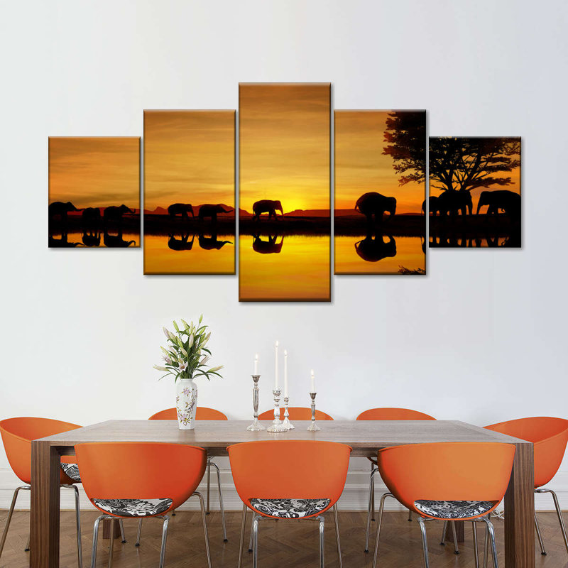 Safari, reproduction d'art sur toile, H 42 po x l 92 po x P 1,25 po