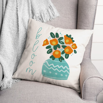 Colourful Bloom Vase Outdoor Throw Pillow