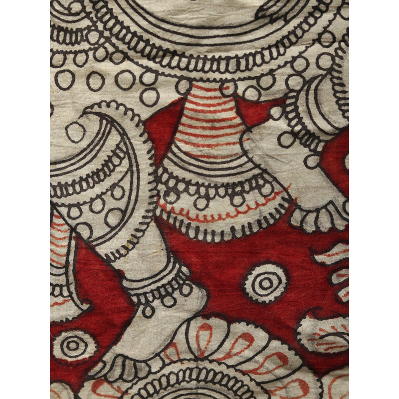 Quatre mains dansant Ganapati | Kalamkari, peinture sur coton