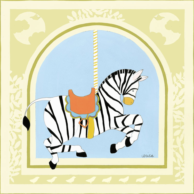 Zebra Carousel - Wrapped Canvas Print, 91cm H x 91cm W x 3.8cm D