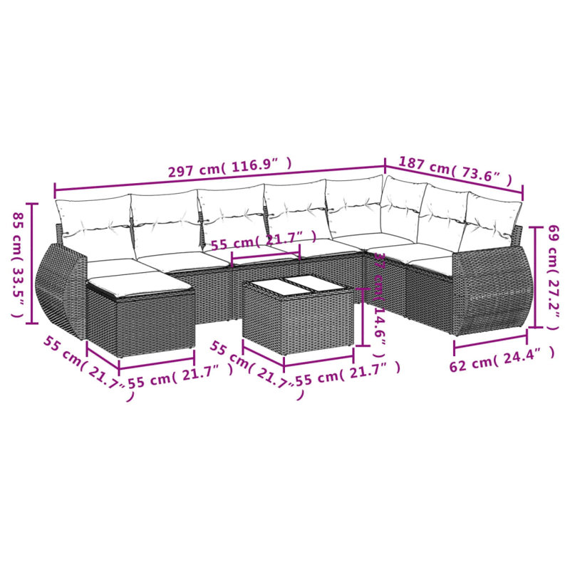 Vidaxl Garden Sofa Set Black, Cream White