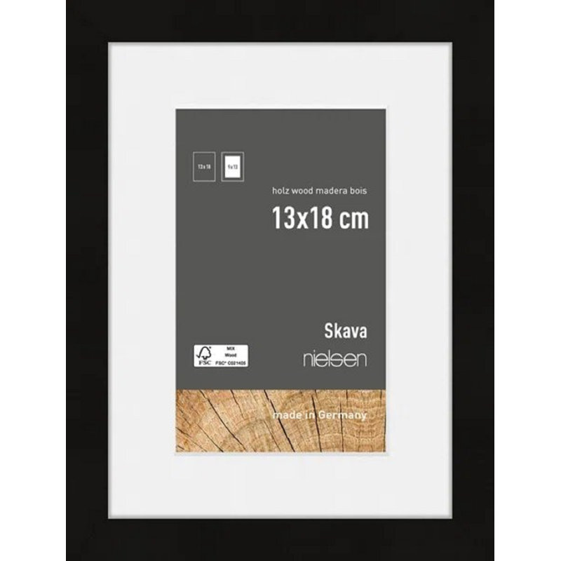 nielsen Skava Wooden Picture Frame, 18cm H x 13cm W x 2cm D, Black