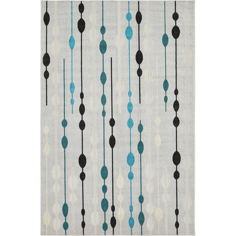 Tapis intérieur / extérieur argenté Alaina, Rectangle 6 pi 1 po x 9 pi