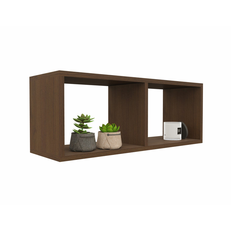 Jovonie Square Cube Shelf, 30cm H x 60cm W x 20cm D, Dark Brown