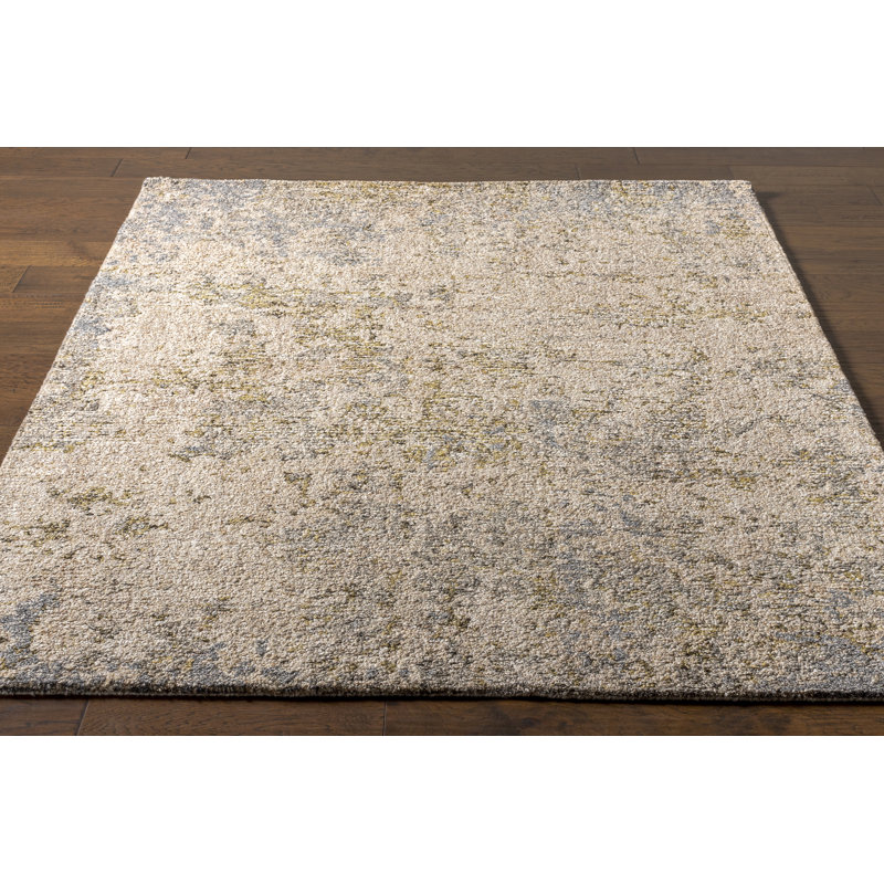 Abstract Handmade Tufted Area Rug in Beige, Rectangle 10' x 14'