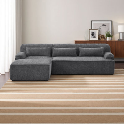 Chenille L-Shape Luxury Sectional Oversized Sofa,Mnimalist Design,Comfy Sleeper Couch For Living Room,Apartment&Reception Spaces,No Assembly Required