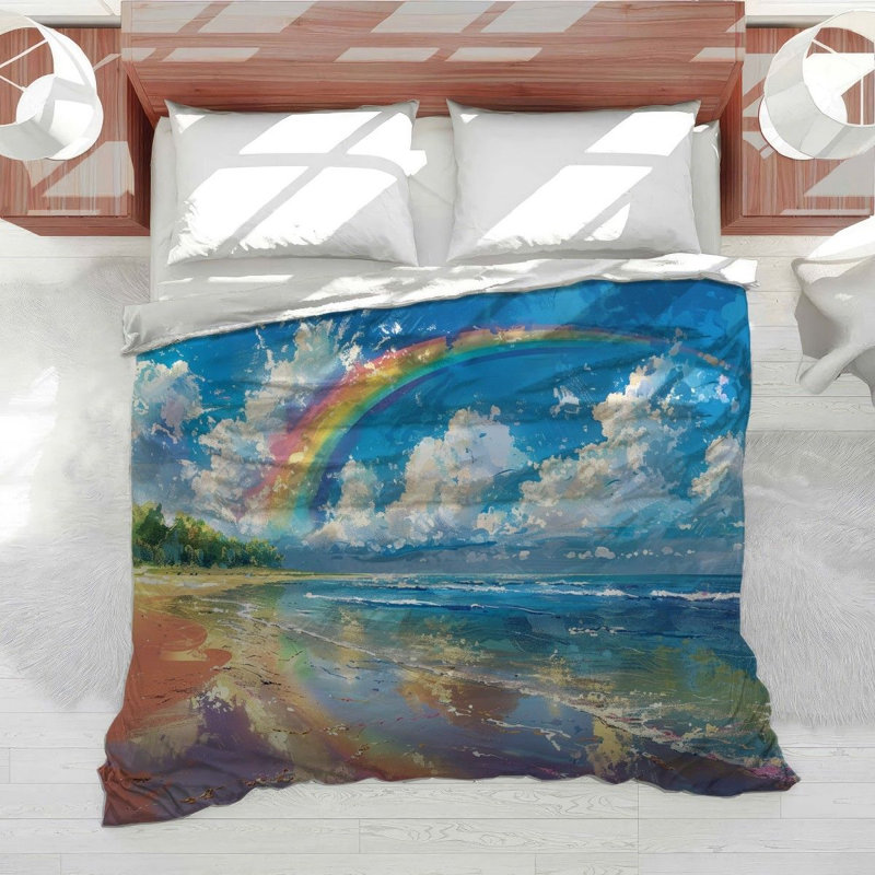Beach Rainbow Nature Cotton Blend Comforter, Twin Comforter