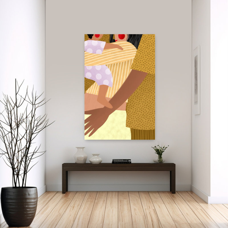 Gentle Family Embrace Abstract Minimalist Modern Portrait Wall Art Print by Bea Muller - Wrapped Canvas Print