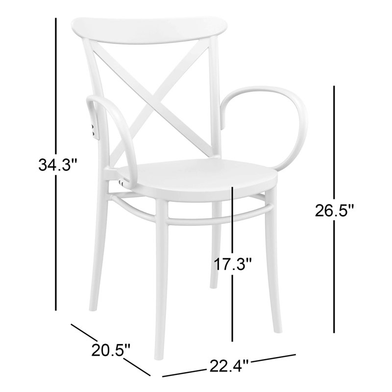 Fauteuil de patio empilable Kenne Anco, Blanc