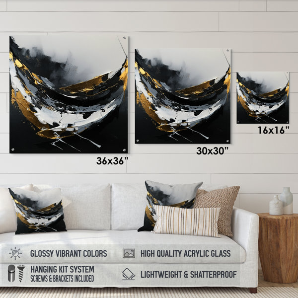 Wrought Studio Minimal Joy In Black And Gold X - Abstract Acrylic Wall ...