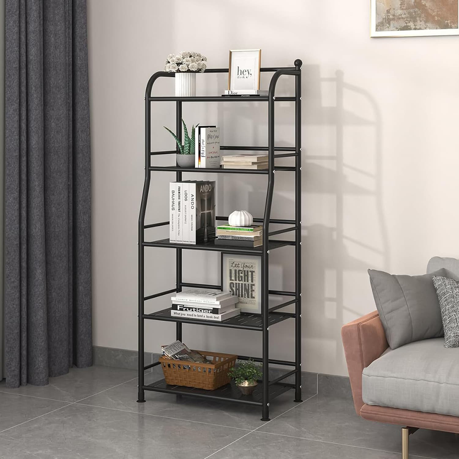Rebrilliant Metal Shelf Storage Shelves, Living Room Shelves, Corner ...