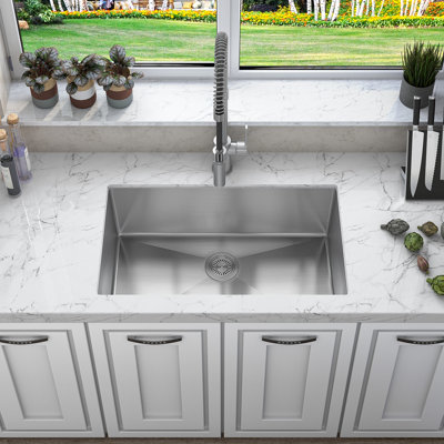 Sinber 30"" x 18"" Undermount Single Bowl Kitchen Sink with 18 Gauge 304 Stainless Steel Satin Finish -  HU3018S-SW