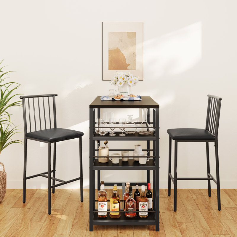 Brune 3 - Piece Dining Set, Black