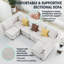Vumece Modular Sectional Sofa, Convertible U Shaped Sectional Sofa Couches With Storage, 6 Seat Modular Sofa Couch For Living Room, Sectionals With Ottoman, Beige