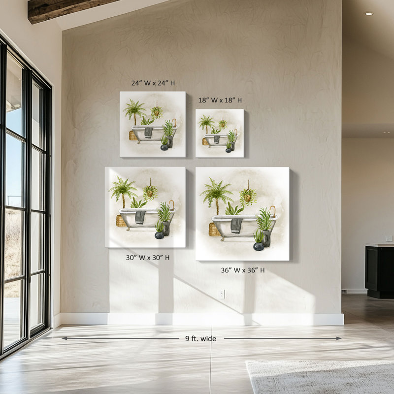 "Bath Greenery I" par Nan, reproduction sur toile, H 18 po x l 18 po x P 1 po