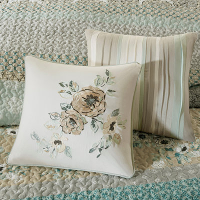 6 Piece  With Throw Pillows Green Full/Queen