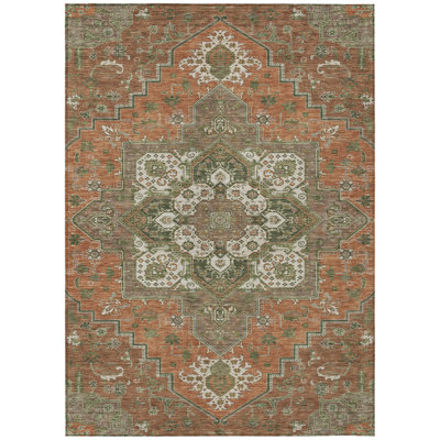 Bellaya Rust Washable Indoor-Outdoor Rug - 