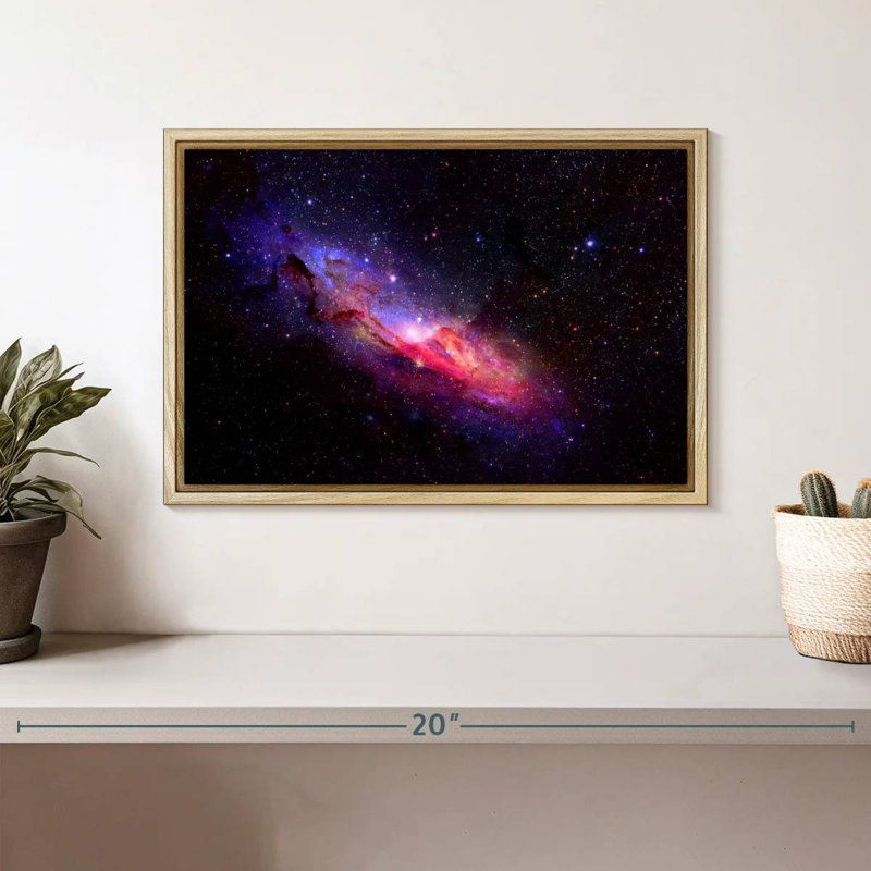 Galaxie dans l'espace, Cadre flottant en bois naturel, 13 po x 9 po