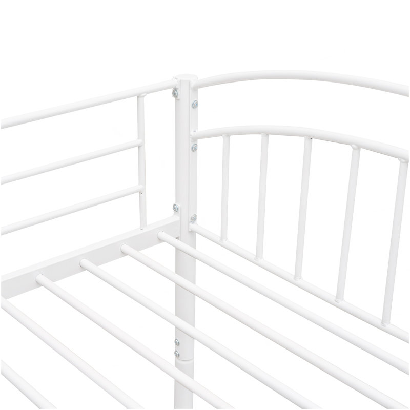 Twin Over Twin Metal Bunk Bed,Divided Into Two Beds(White)