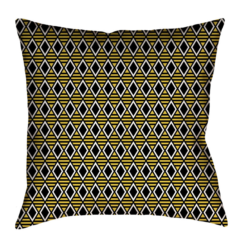 Coussin Katelyn Elizabeth, 36 po x 36 po, Noir / Jaune