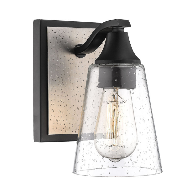 Applique murale 1 lumière pour salle de bain Elena, Noir mat / étain brossé