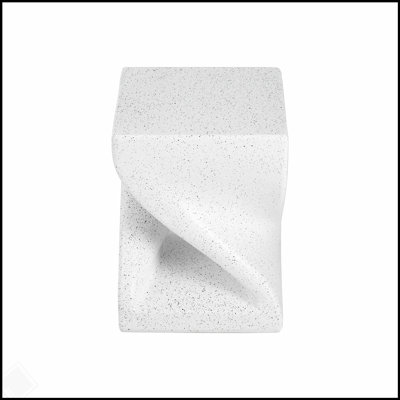 Outdoor Marble Modern Twisted-Base Terrazzo-Speckled All-Weather MGO Side Table – Indoor End Table for Home, Office & Patio Decor