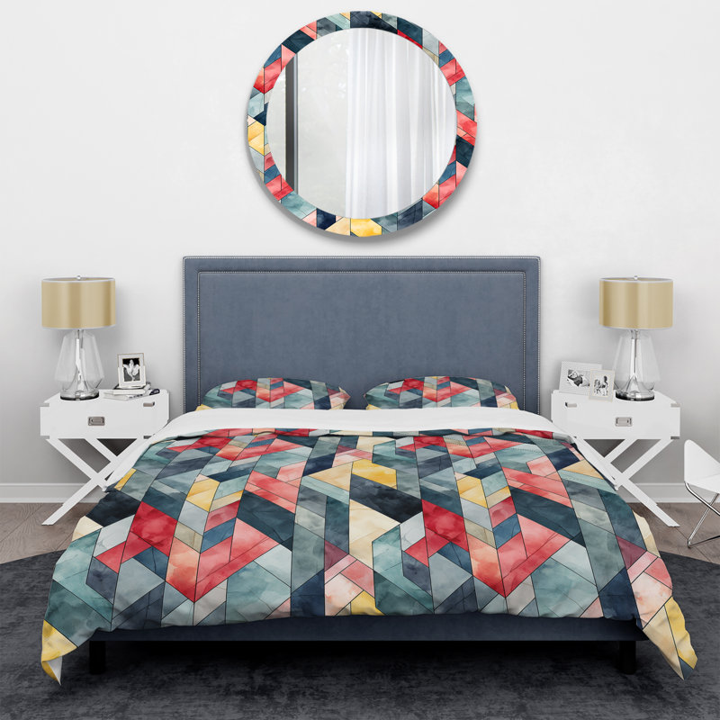 Ensemble de housse de couette en microfibre Allida, Housse de couette pour grand lit et 2 taies décor