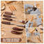 Ensemble de 20 outils de sculpture sur bois avec sac de rangement enroulable en cuir PU, couteaux à sculpter, ciseaux à bois et accessoires d'affûtage pour débutants et amateurs.