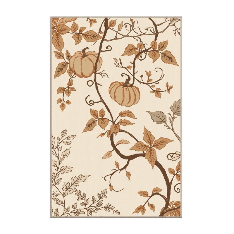 Tapis beige rustique lavable à la machine Ortencia, 8 x 12