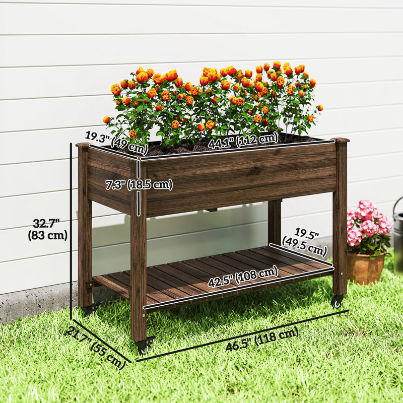 Lit de jardin surélevé, boîte à fleurs surélevée en bois, carbonisé