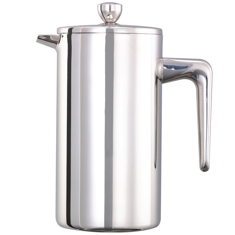 Cafetière à double paroi en acier inoxydable, 3,38 tasses, Poli