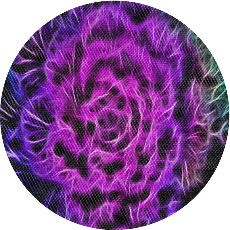 Tapis à tisser rose/vert/noir, Rond 4 pi