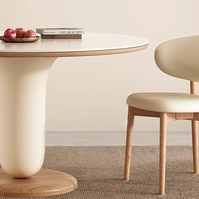Table et chaise de salle à manger vintage de style crème rétro, H 29,5 po x L 59 po x l 59 po