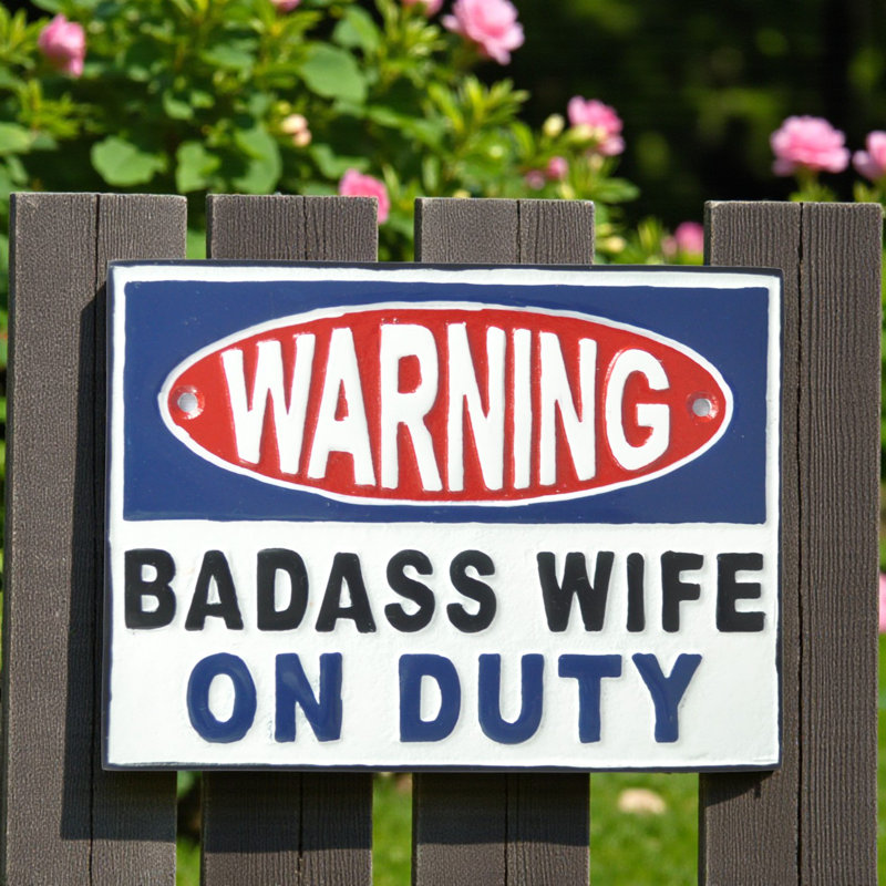Elizalde Cast Iron Badass Wife Wall Sign