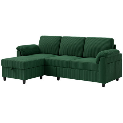79" Upholstered L-Shaped Sofa with Ottoman