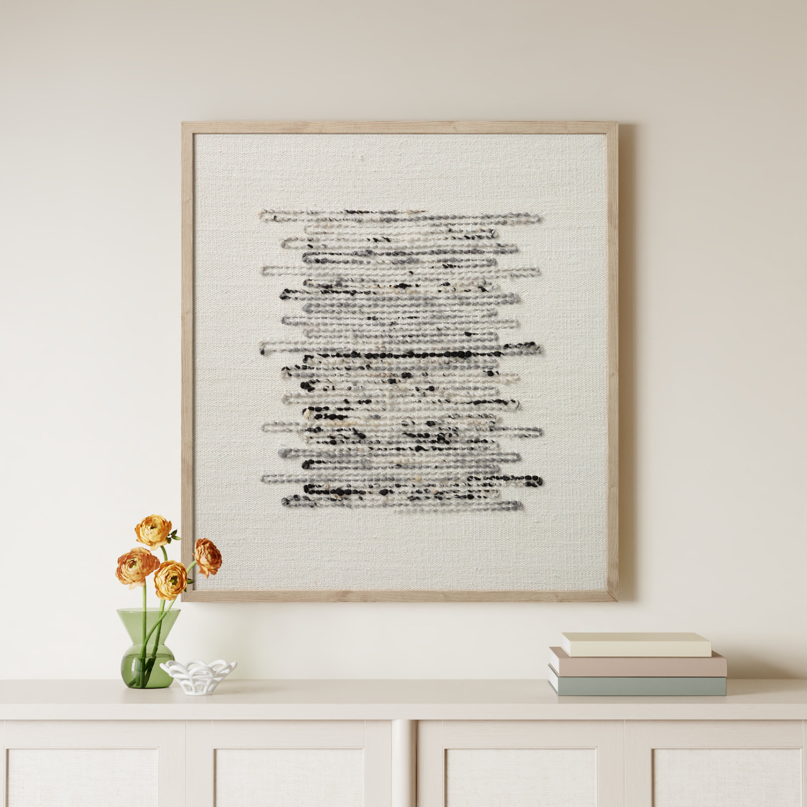 Amber Lewis x Loloi Sutter Silver / Ivory 3'-2" x 3'-6" Wall Art