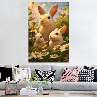  "Large Bunny", art mural, impression sur toile encadrée pour la décoration de chambre d'enfant, 32 x 48 pouces