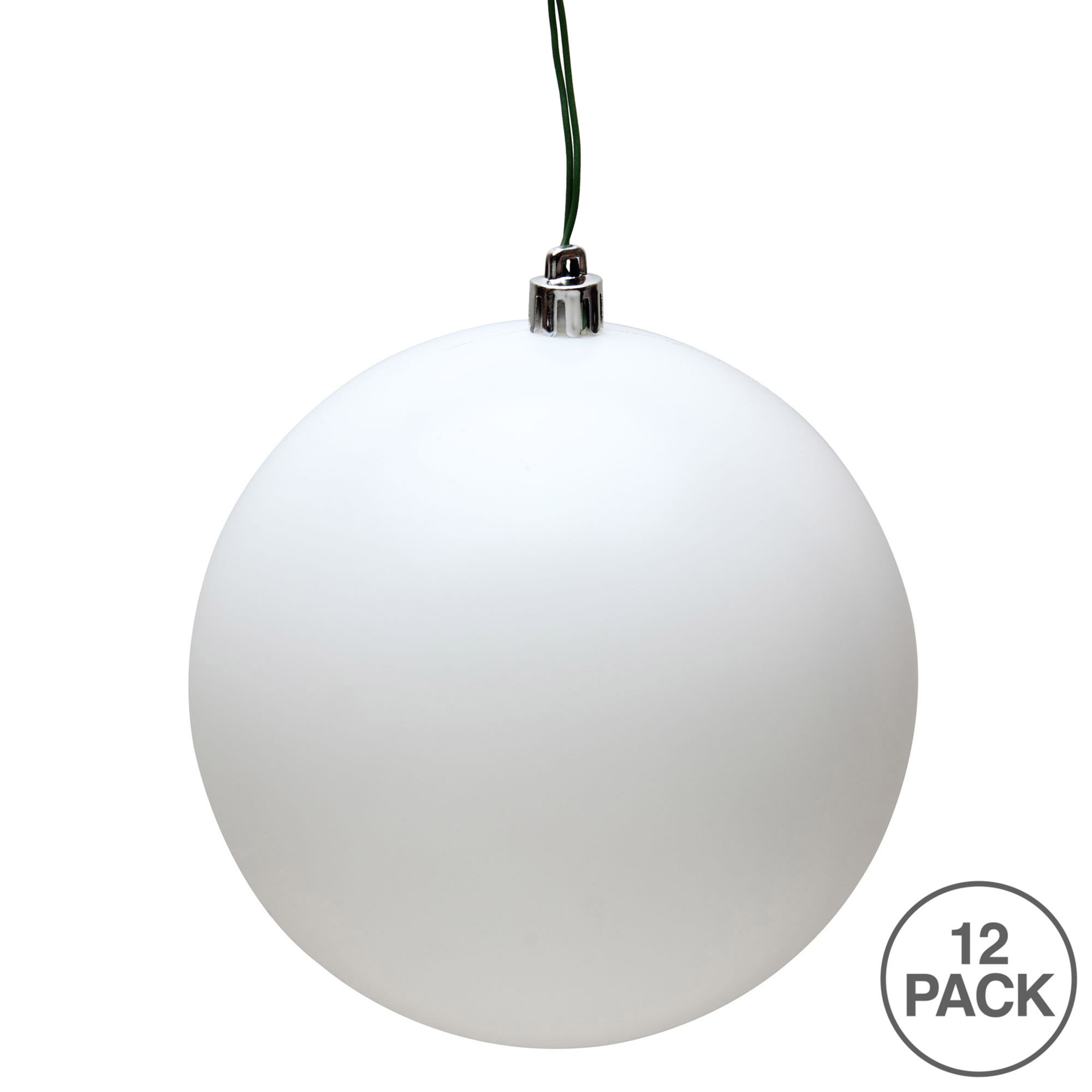Holiday Décor Ball Ornament, White Matte, 4" H x 4" W x 4" D