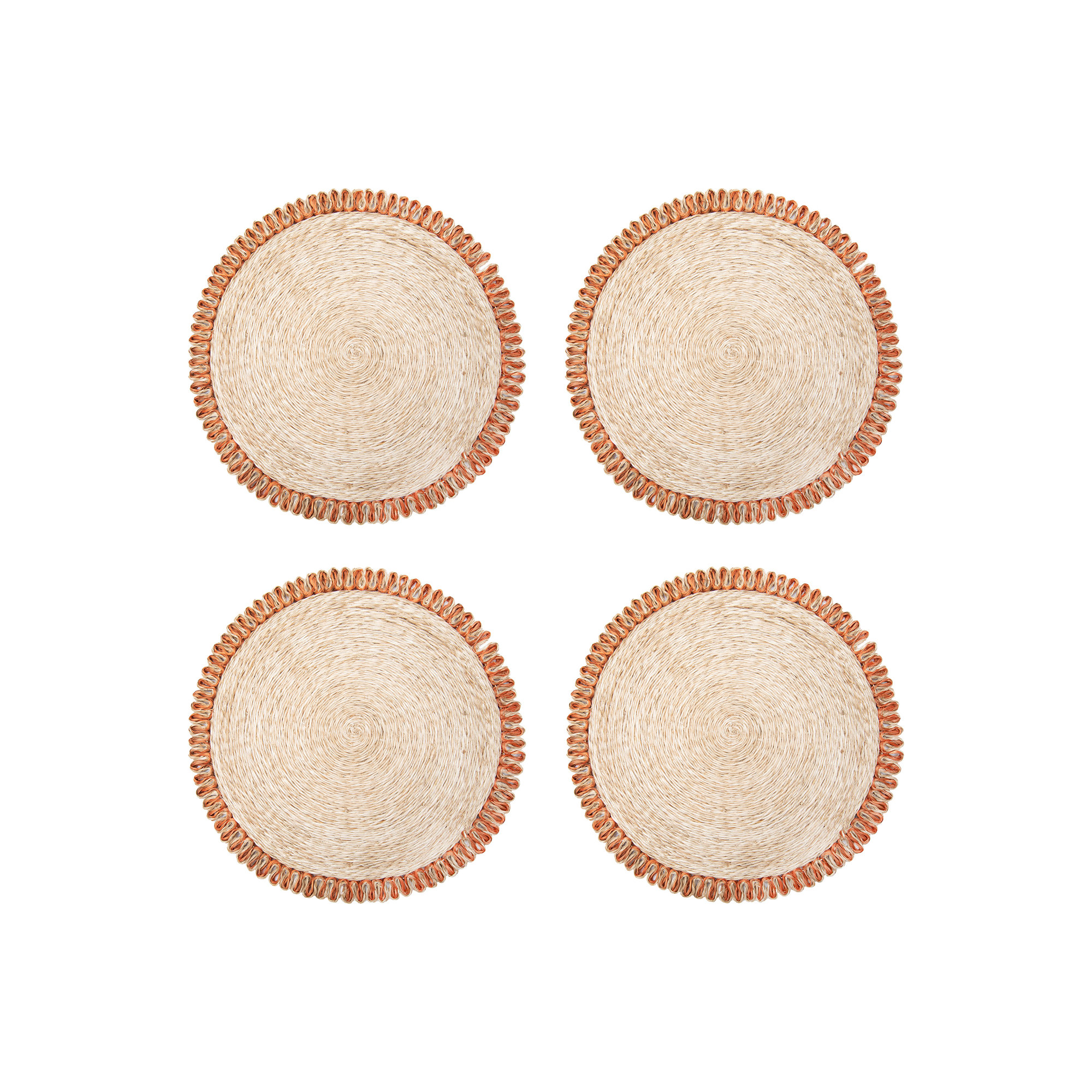 Amaretto Abaca Round Placemat, Natural/Orange