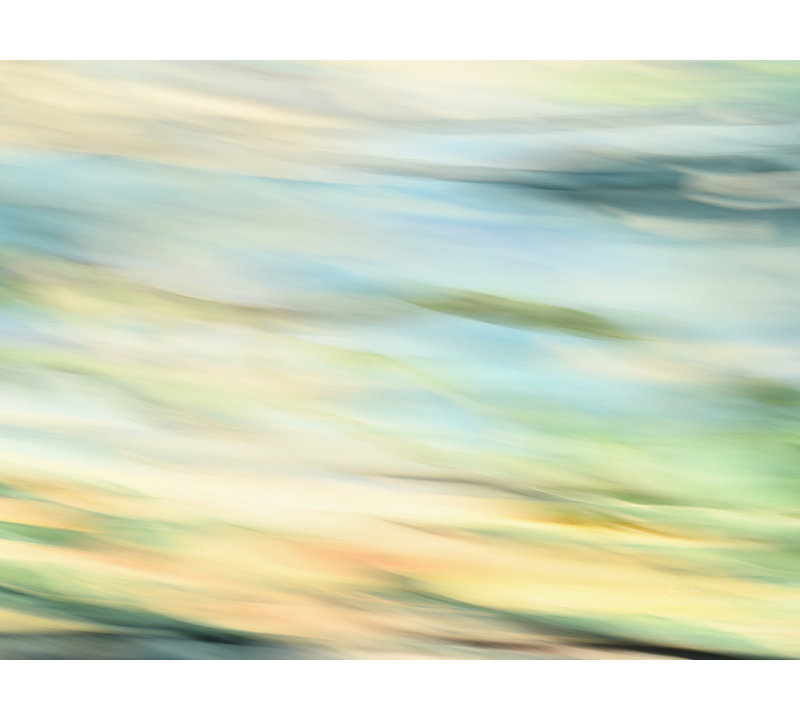 Paysage déplacé par Rica Belna - Peinture, H 19 po x l 25 po, Toile tendue, H 18 po x l 24 po