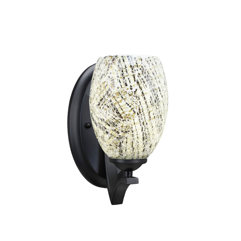 Zilo Wall Sconce Shown With 5" Natural Fusion Glass, Matte Black, Natural