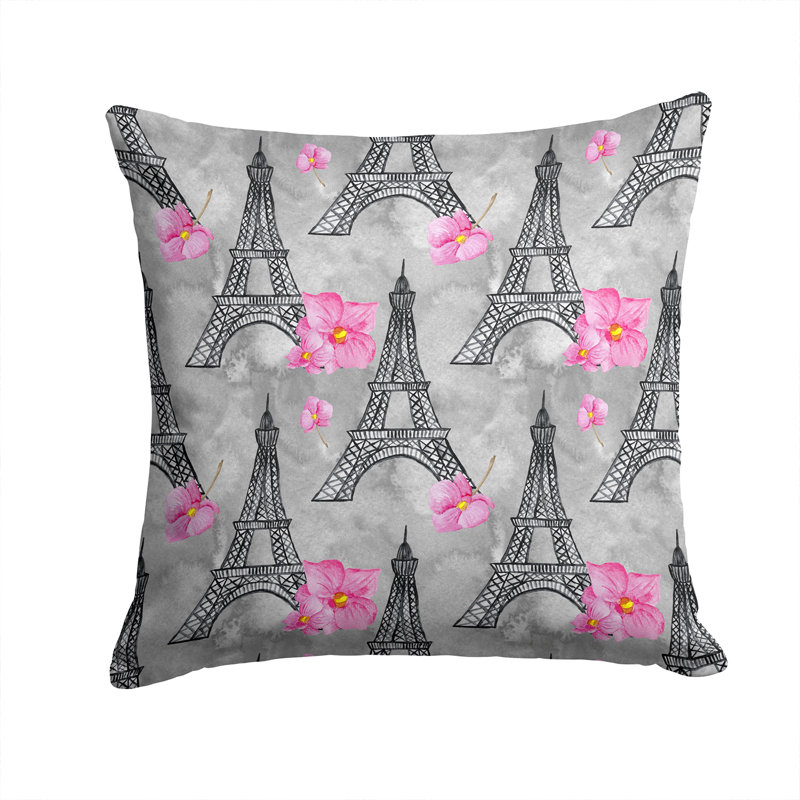  Coussin extérieur Flowers Flowers Eiffel Tower, 14 po x 14 po
