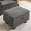 Canapé inclinable simple avec dossier réglable manuellement, port de charge USB sur le côté de l'accoudoir, support pour téléphone inclus, rangement caché pour l'accoudoir et repose-pieds de rangement assorti - gris