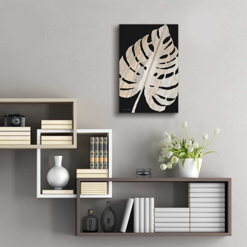 «Palm Frond Wood Grain III» par Cindy Jacobs, art mural en verre acrylique, H 24 po x l 16 po x P 0,2 po