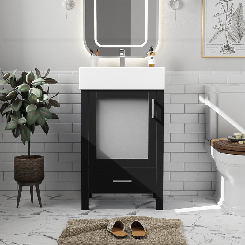Meuble-lavabo de 20 pouces avec lavabo en céramique et beaucoup de rangement